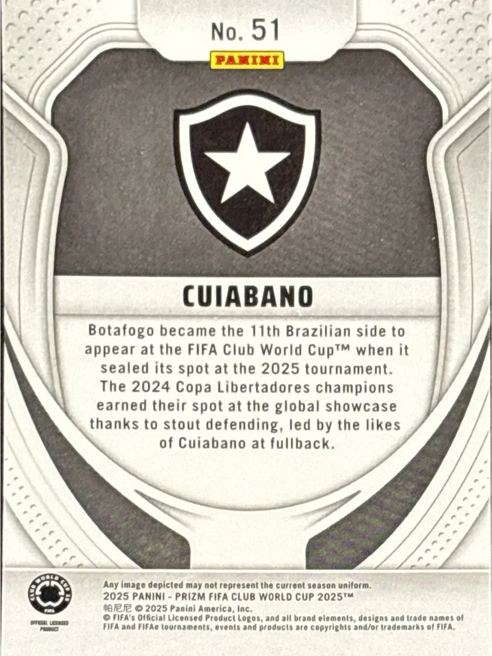 Panini Prizm Cuiabano Rookie Soccer Trading Card
